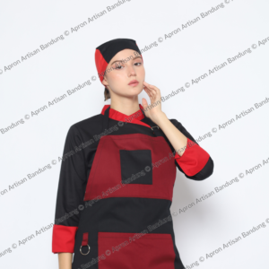 Topi Chef Model Jepang Pendek Kombinasi 2 Warna untuk Chef Koki Waiters Barista